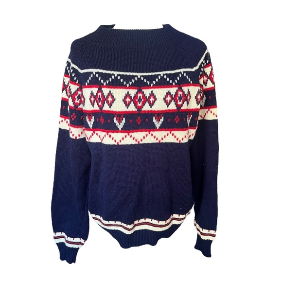 jcpenney Sweaters - Vintage Red, White, & Blue Fair Isle Knit Sweater Large